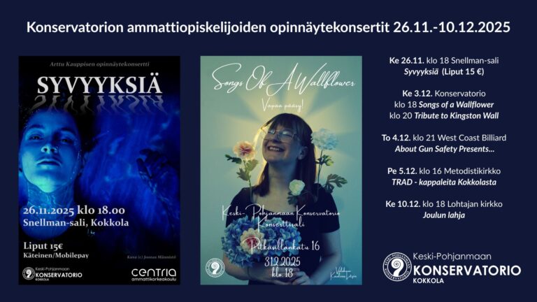 Opinnäytekonsertit 26.11.-10.12.2025